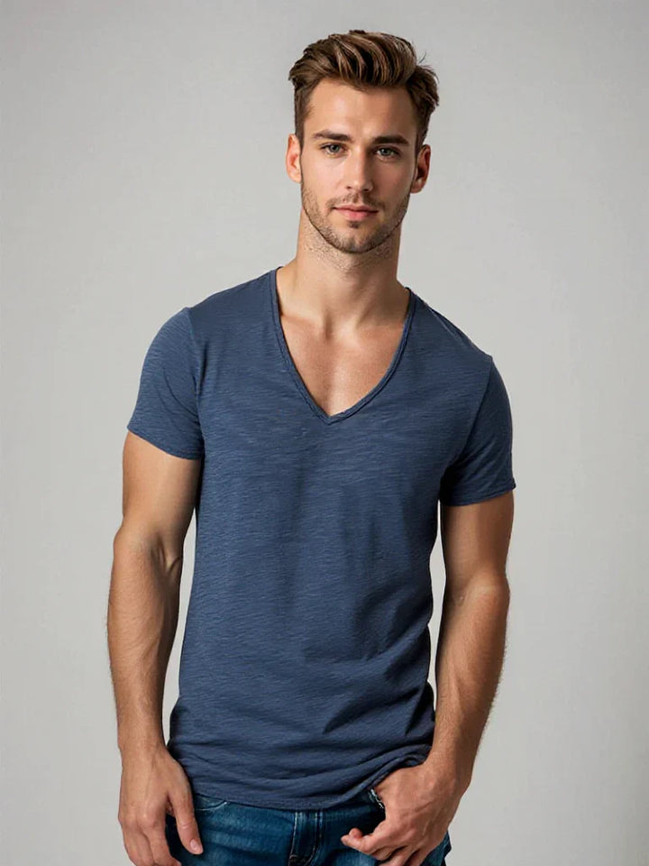 Men's shirt with V-neck