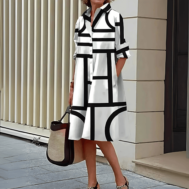Abito camicia con stampa geometrica da donna