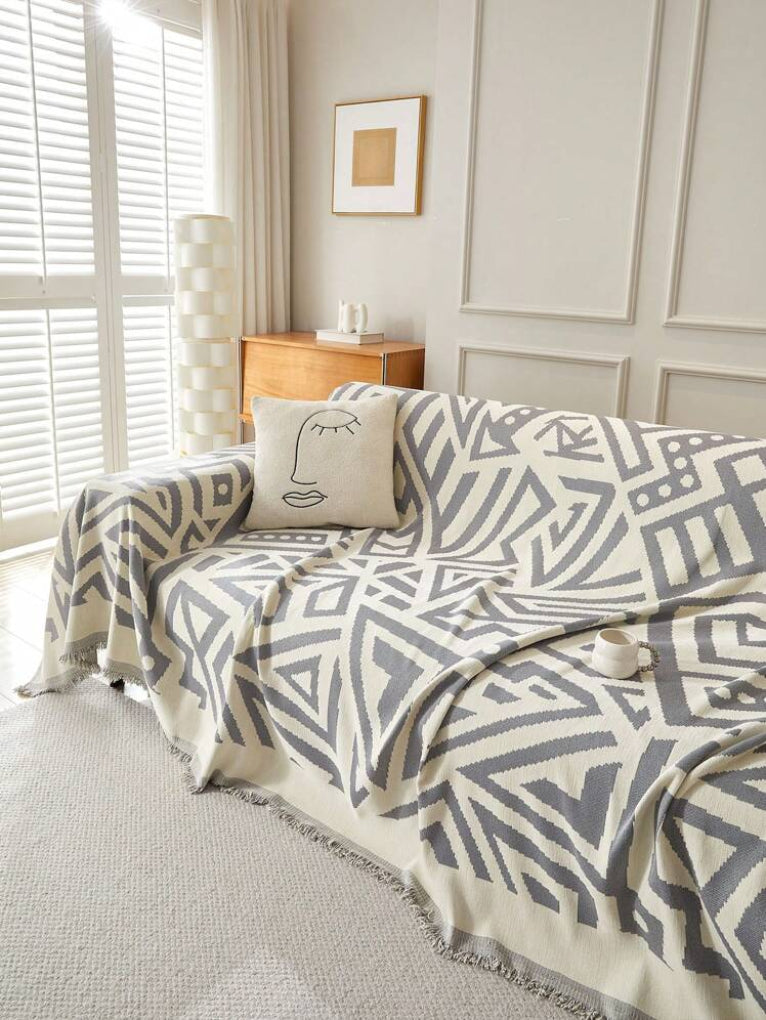 Toalla de sofá de terciopelo en estilo bohemio