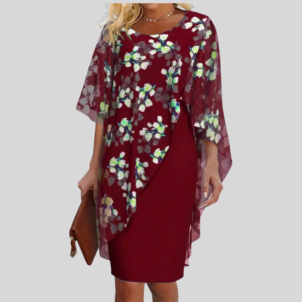 Elegante abito in chiffon floreale