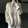 High-neck cashmere sweater jacket
