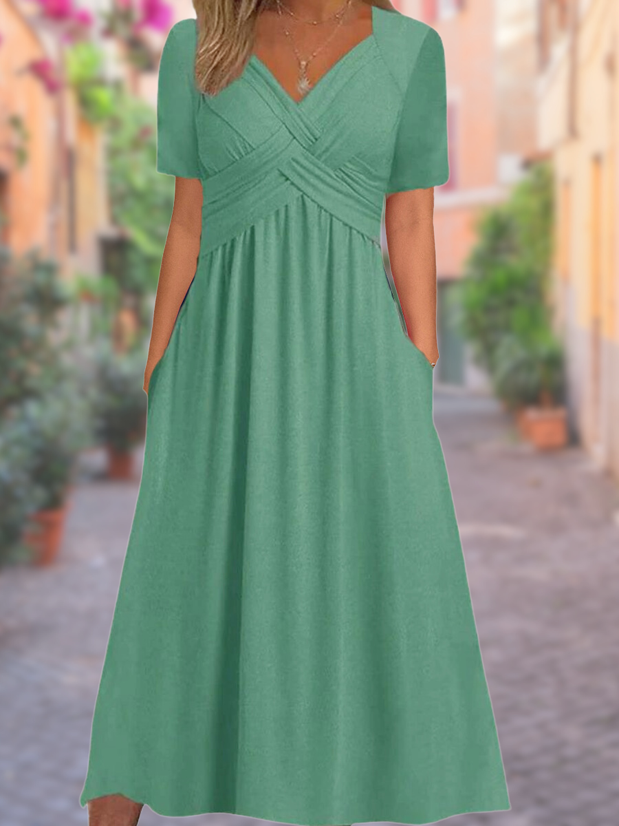 Elegant summer dress with V-neck