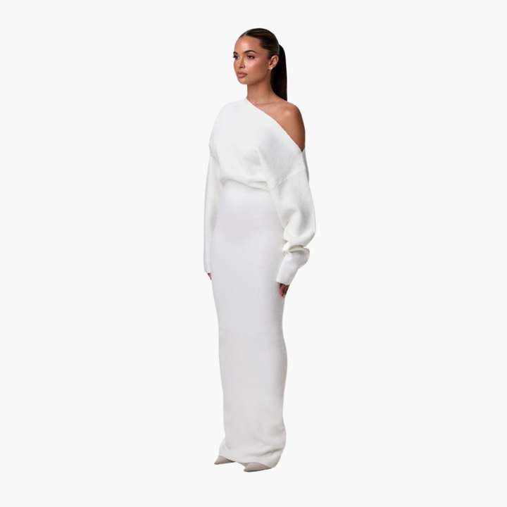 Abito a Maglia Off-Shoulder per Donne – Abito Elegante da Sera