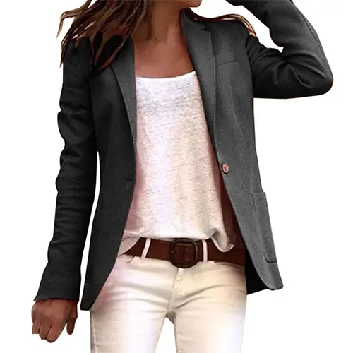 Blazer de trabajo casual para mujer de mangas largas