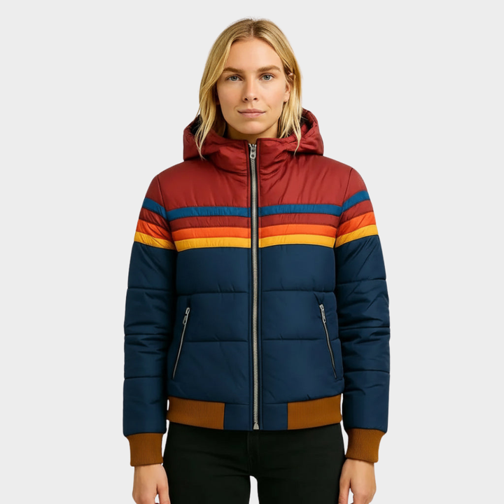 Piumino retrò multicolore da donna