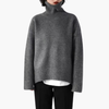 Maglione a Collo Alto da Donna con Maniche Lunghe e Texture a Coste