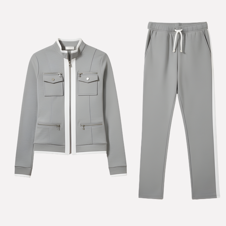 Set Giacca e Pantaloni con Zip da Donna – Stile con Bordo a Contrasto