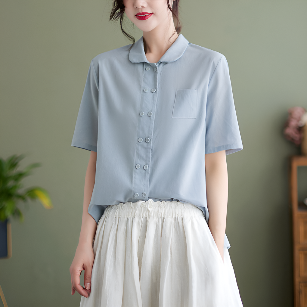 Women's blouse in cotton and flax with a comfortable fit
