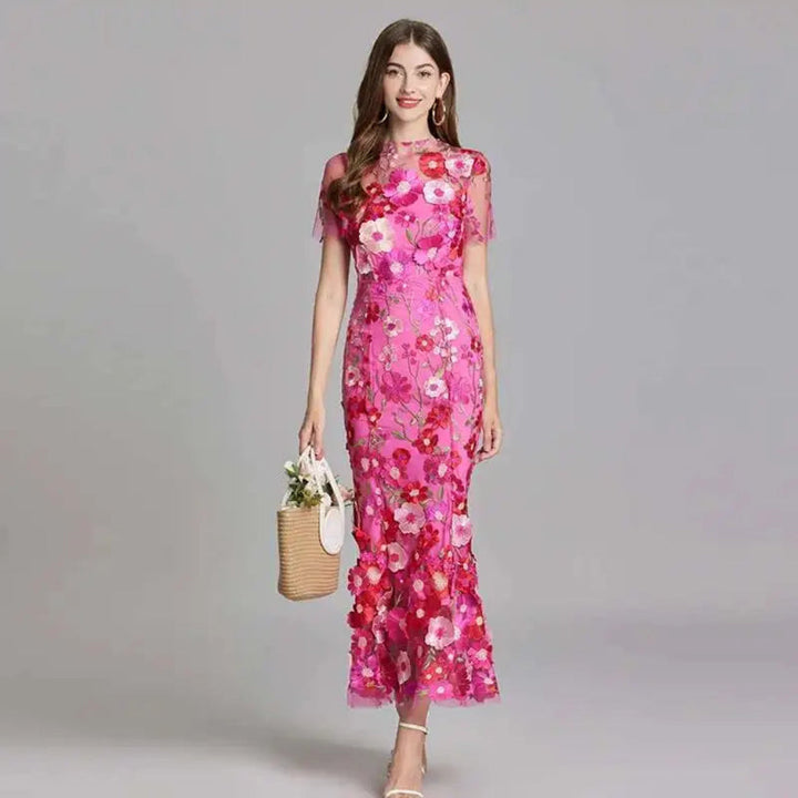 Summer embroidered lace dancing dress for women