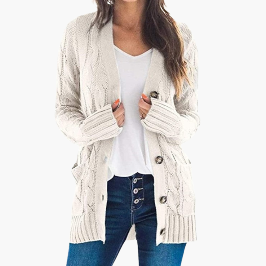 Cardigan da donna con bottoni e tasche
