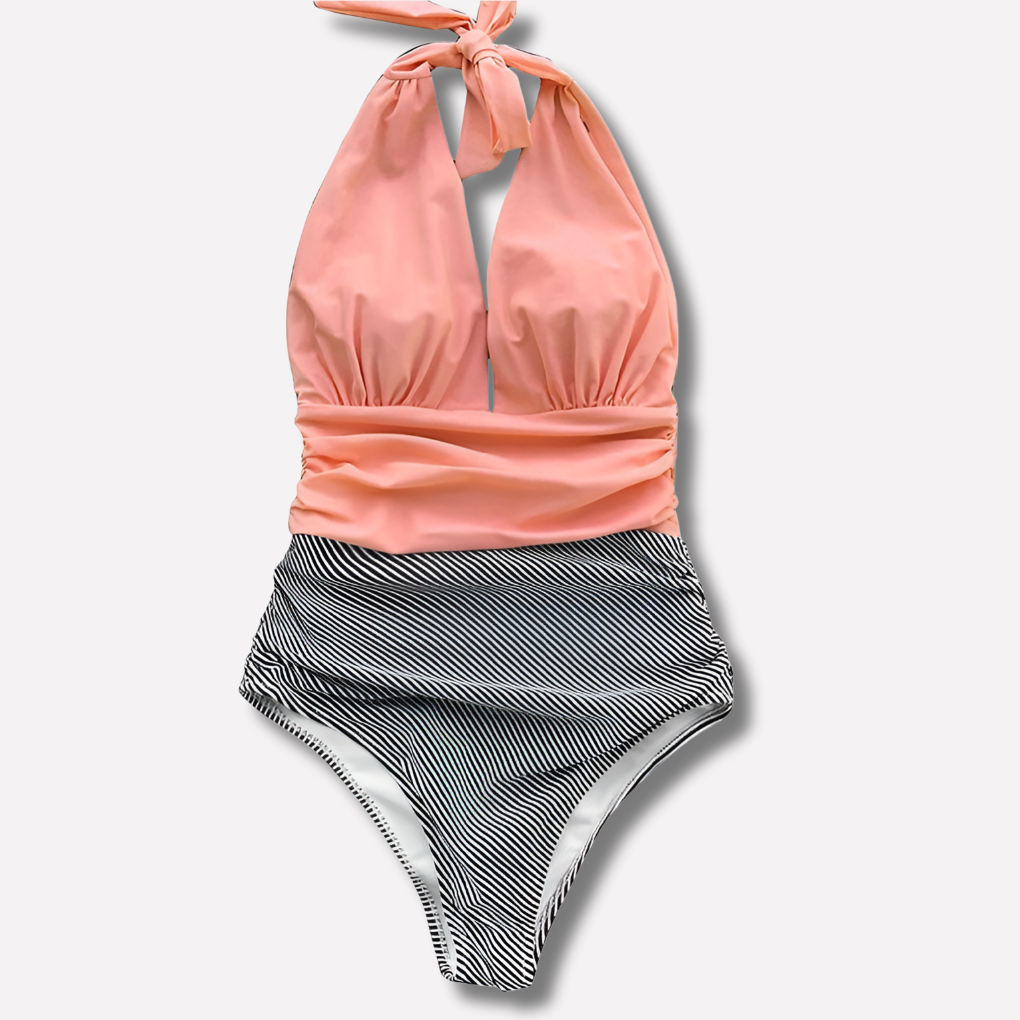 Costume intero da spiaggia estivo plissettato sexy da donna