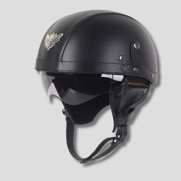 Casco da moto d'epoca con visiera retrattile
