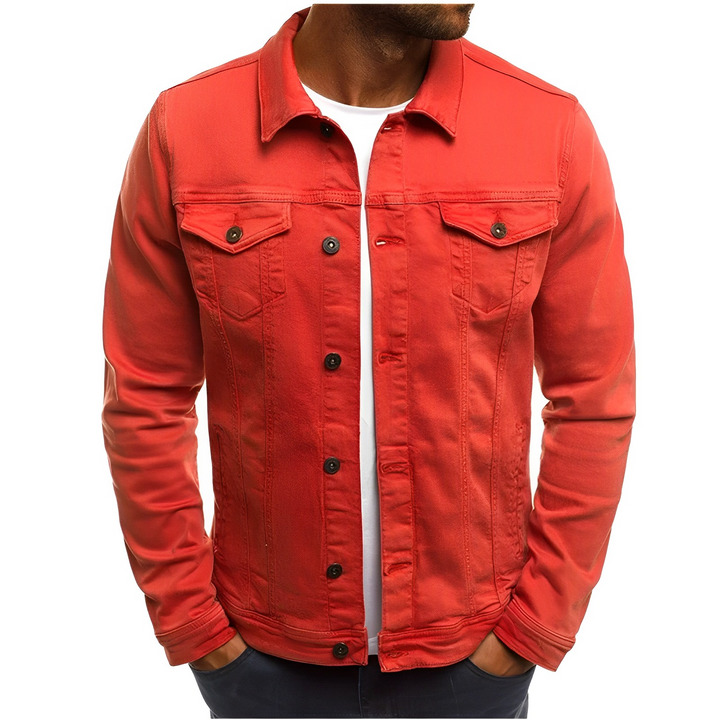 Men's summer jacket in blue jeans fabric