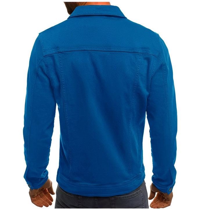 Men's summer jacket in blue jeans fabric