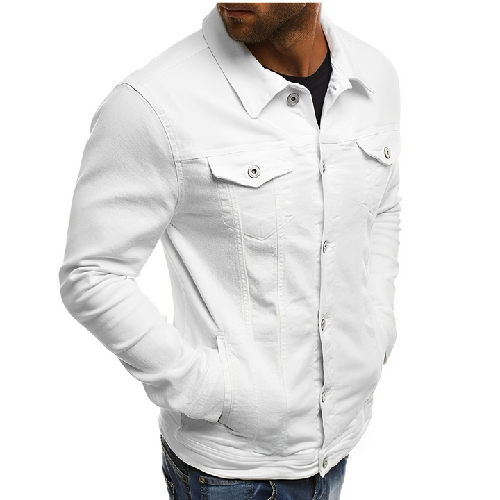 Men's summer jacket in blue jeans fabric