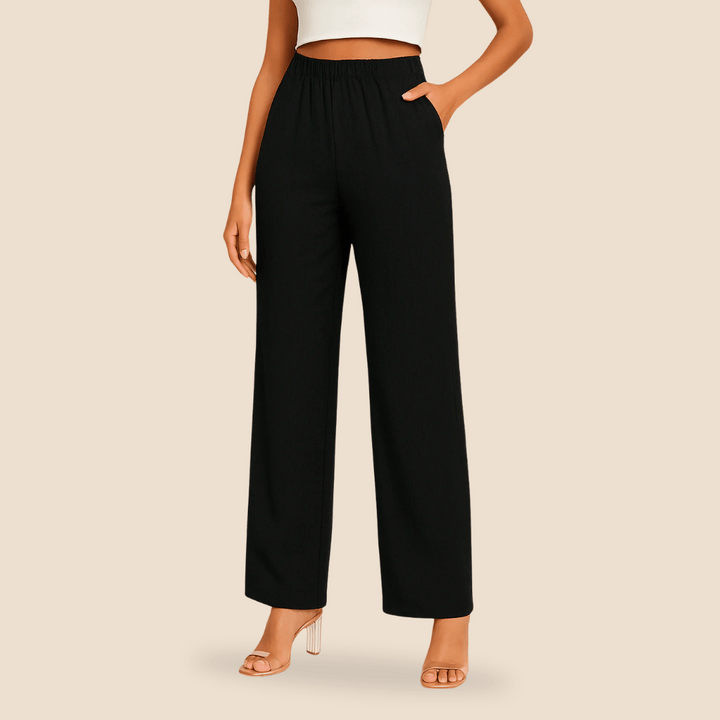Pantaloni dritti da donna con elastico in vita