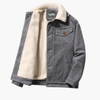 Men's Corduroy Jacket with Sherpa Lining and Button Closure