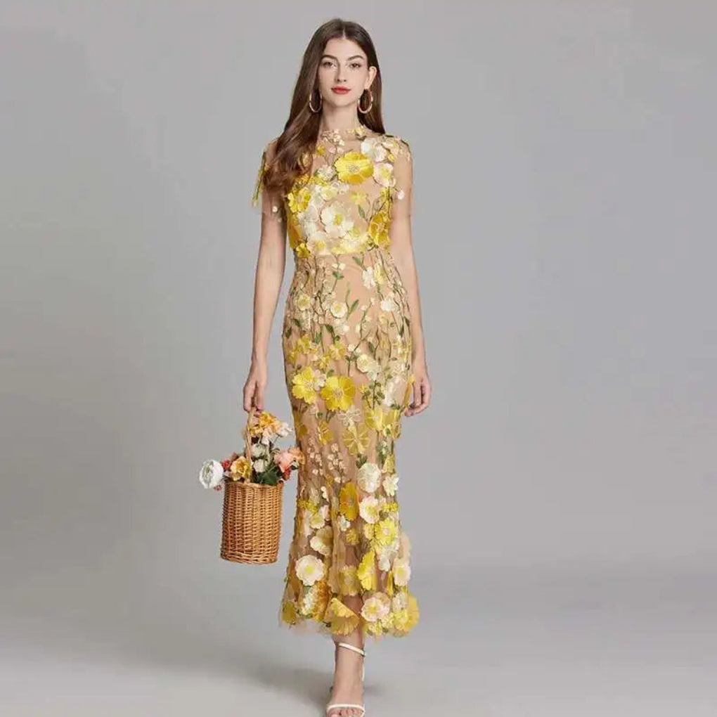 Summer embroidered lace dancing dress for women