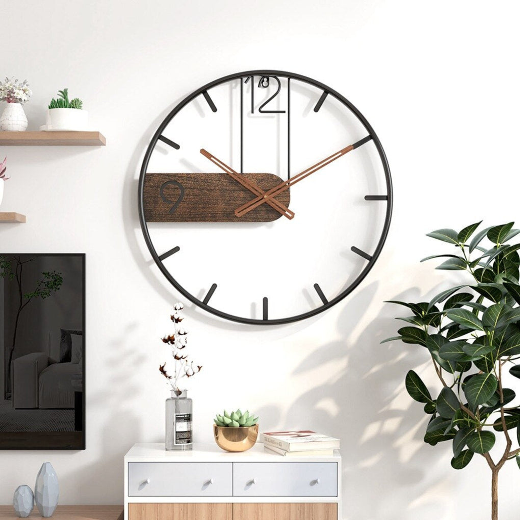 Orologio da parete moderno in acciaio e noce