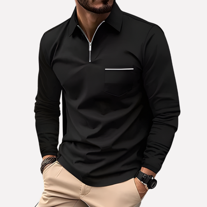 Men's long-sleeved shirt with chest pocket