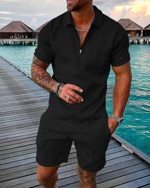 Men's summer set Polo shirt and shorts