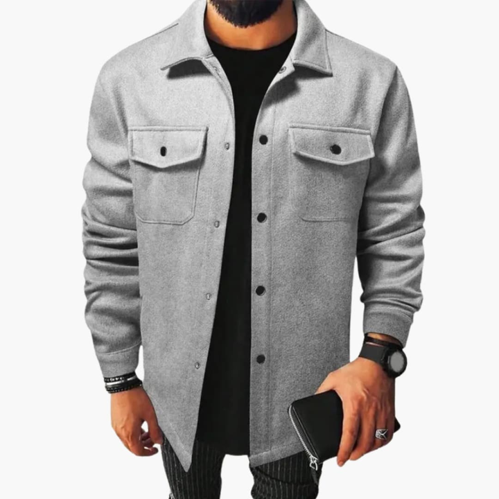 Men's Shirt Jacket with Button Flap