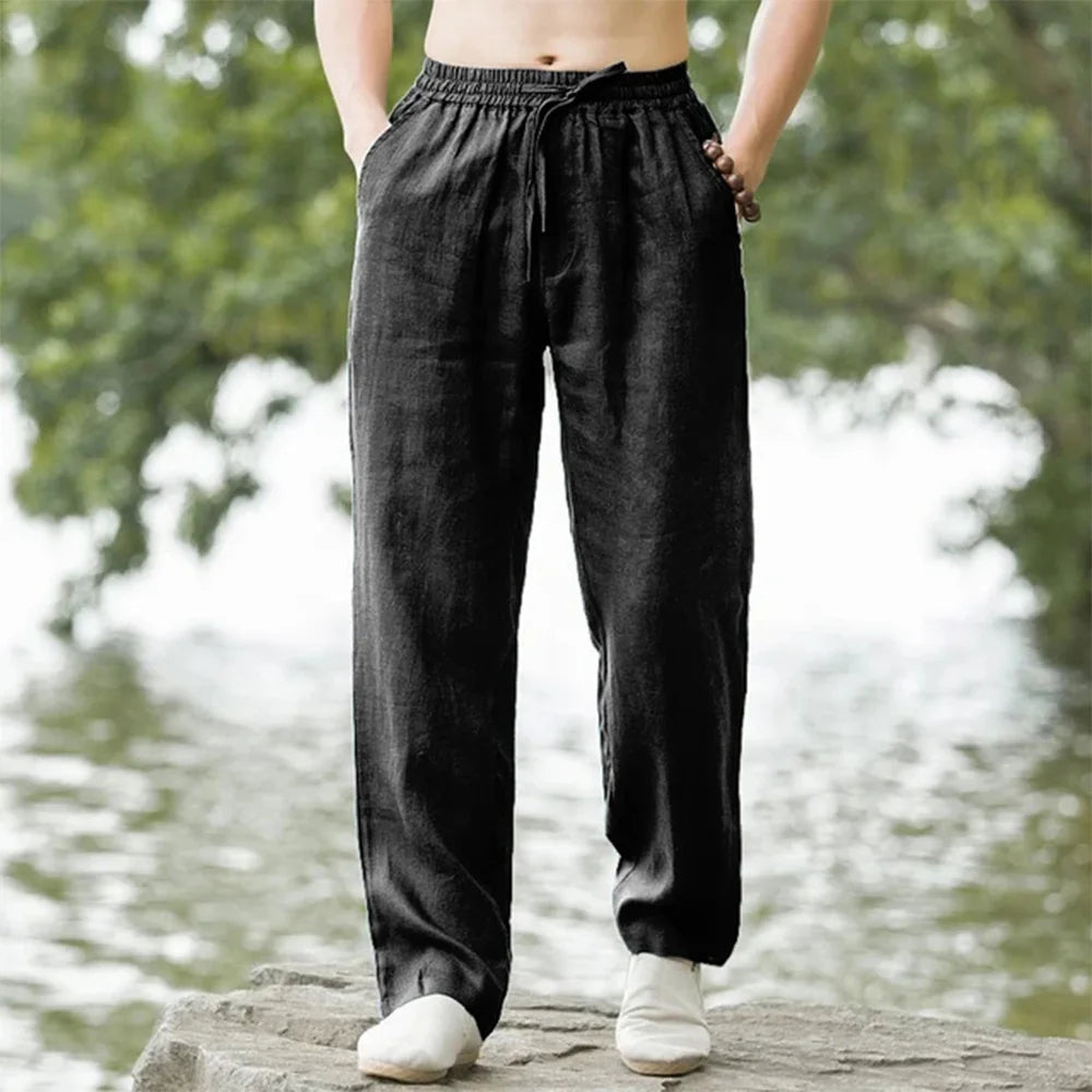 Pantaloni da spiaggia in lino da uomo per un comfort estivo senza pensieri