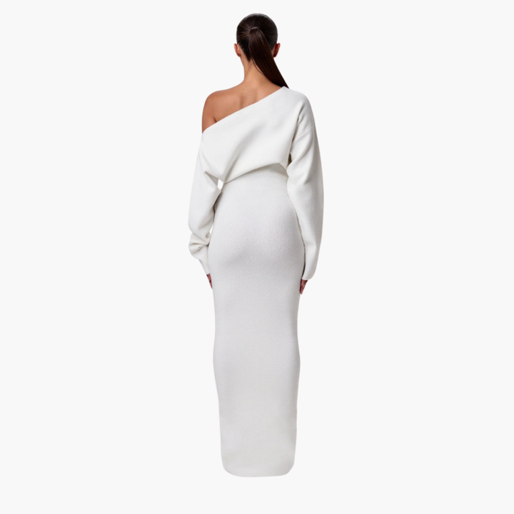 Abito a Maglia Off-Shoulder per Donne – Abito Elegante da Sera
