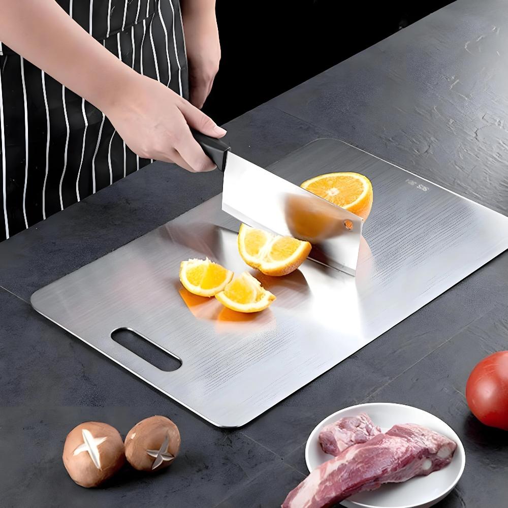 Premium stainless steel cutting board for maximum cleanliness and durability