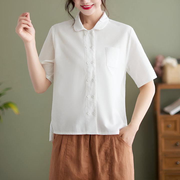 Women's blouse in cotton and flax with a comfortable fit