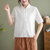 Women's blouse in cotton and flax with a comfortable fit