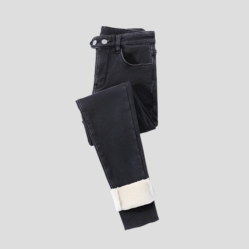 Jeans invernali da donna a vita alta