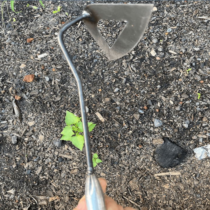 Hoe for gardening made entirely of steel