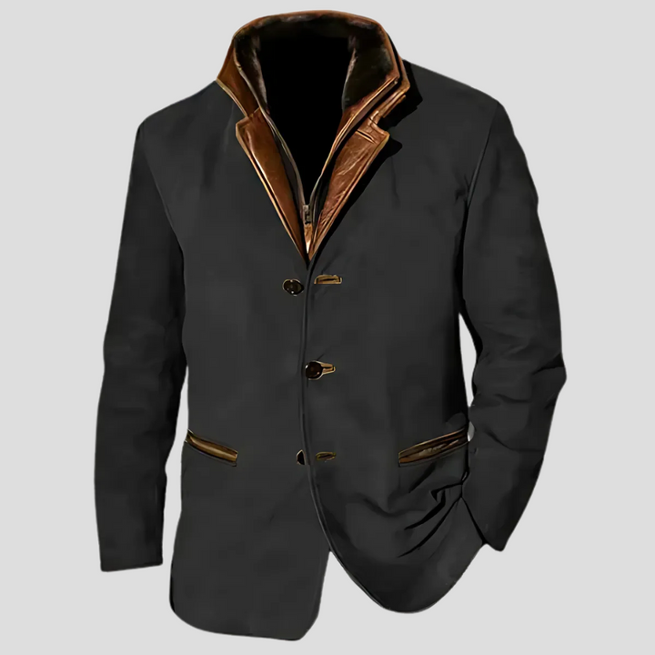 Men's jacket with vintage contrasting collar