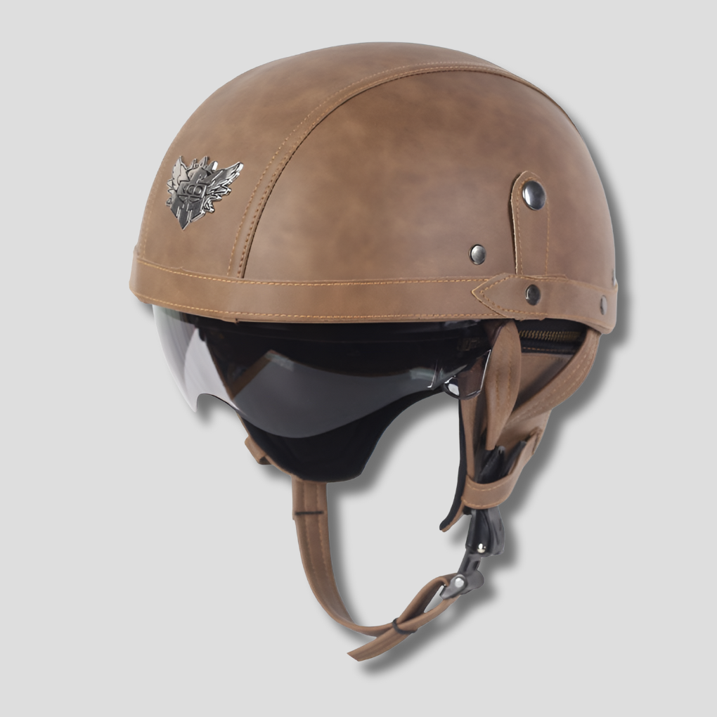 Casco da moto d'epoca con visiera retrattile