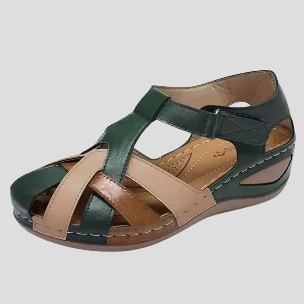 Sandali in pelle con supporto plantare comfort da donna