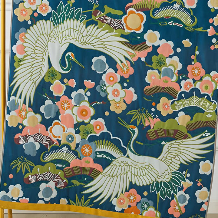 Toalla de baño con grúas a flores