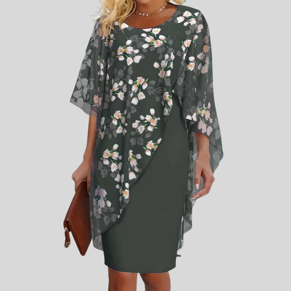 Elegante abito in chiffon floreale