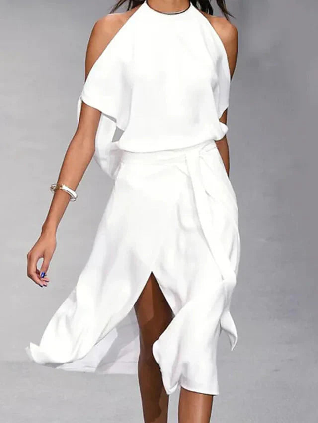 Flowing Halter Midi Dress