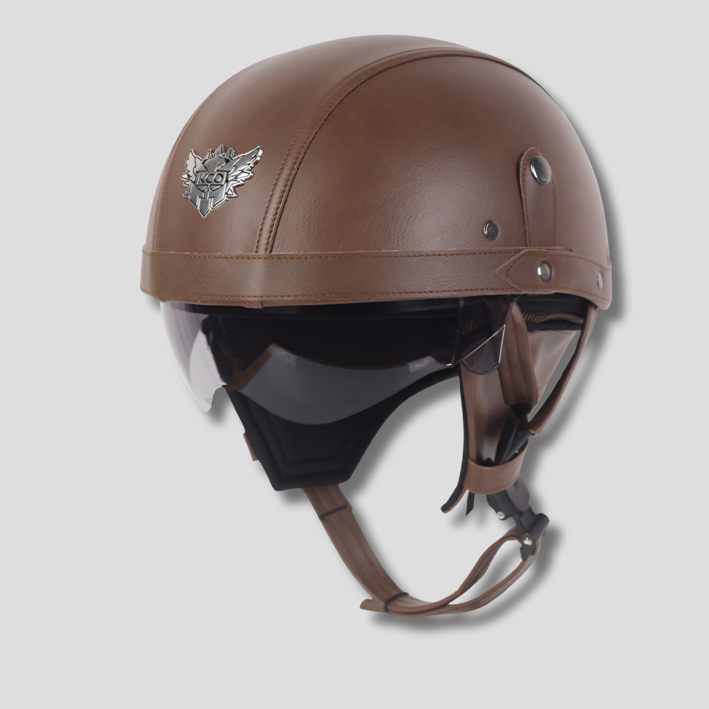 Casco da moto d'epoca con visiera retrattile