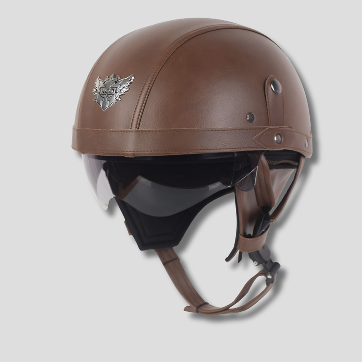 Casco da moto d'epoca con visiera retrattile