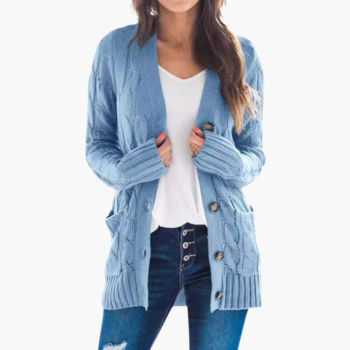Cardigan da donna con bottoni e tasche