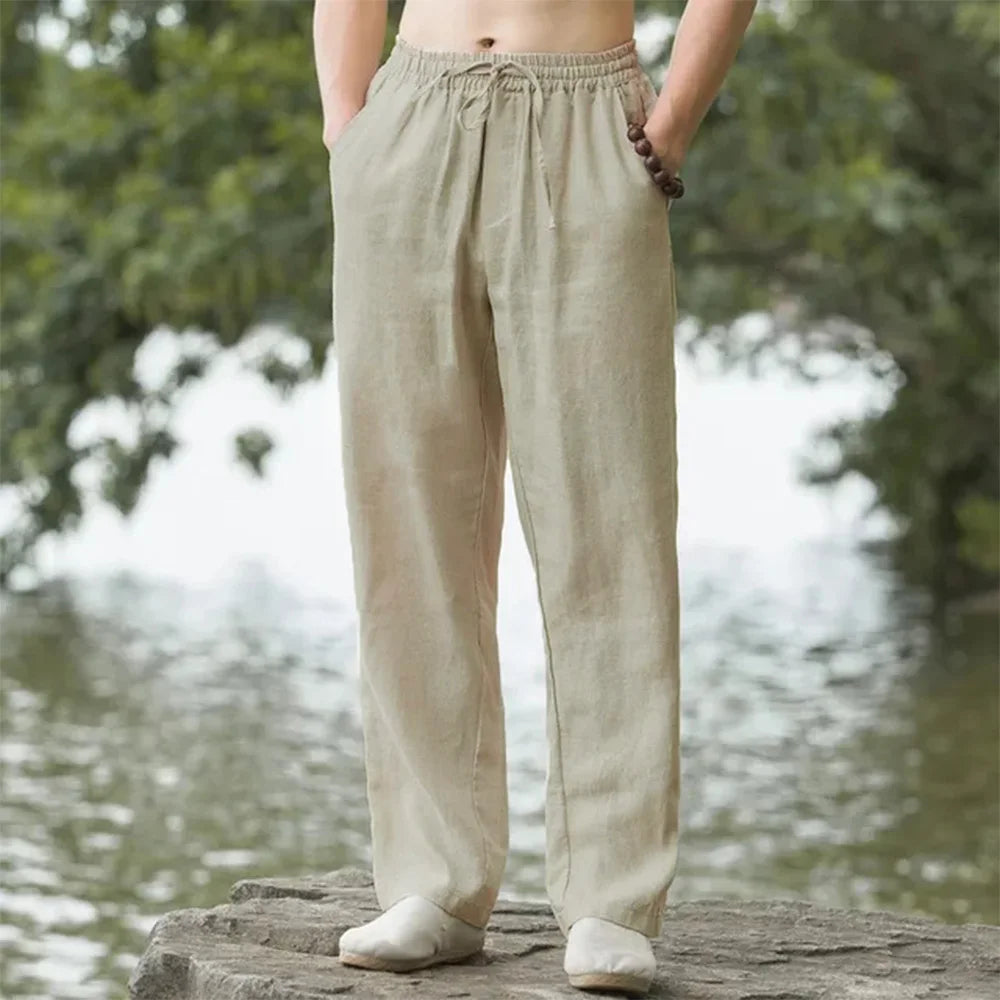 Pantaloni da spiaggia in lino da uomo per un comfort estivo senza pensieri