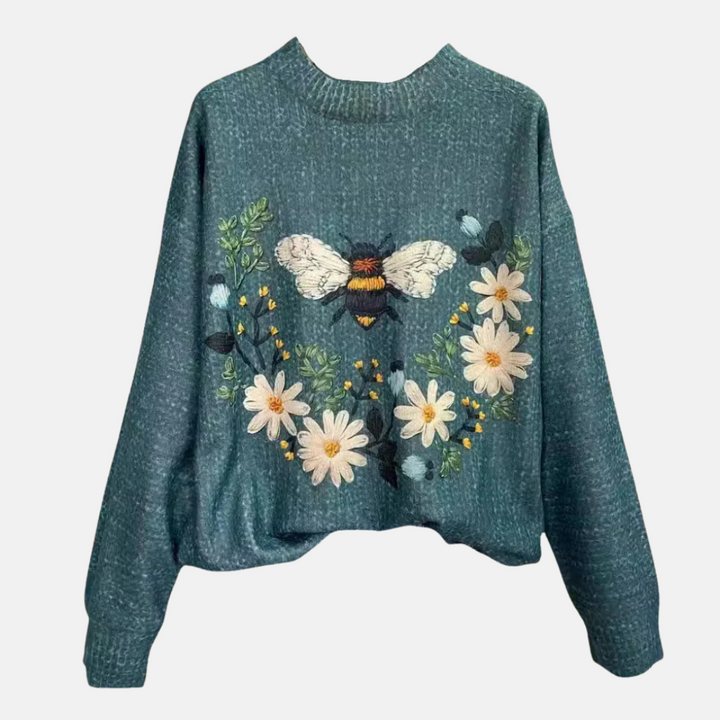 Maglione lavorato a maglia con motivo floreale 3D