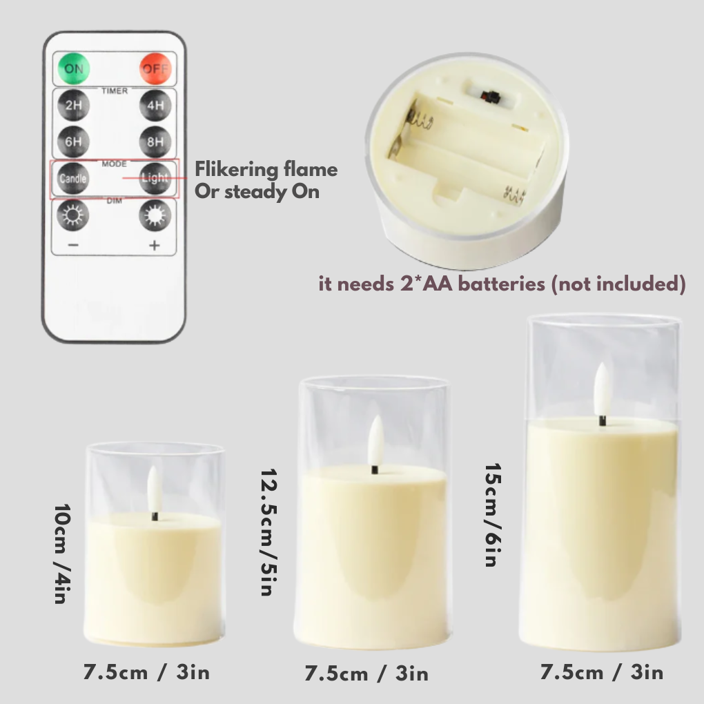 Set di 3 candele a LED