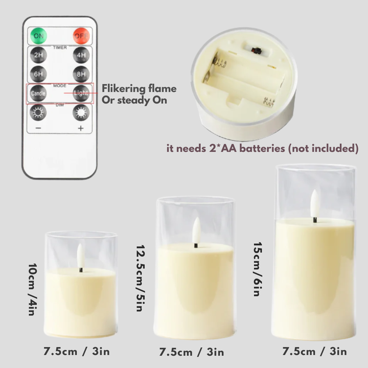 Set di 3 candele a LED