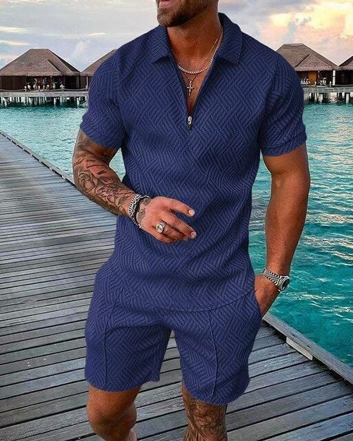 Men's summer set Polo shirt and shorts