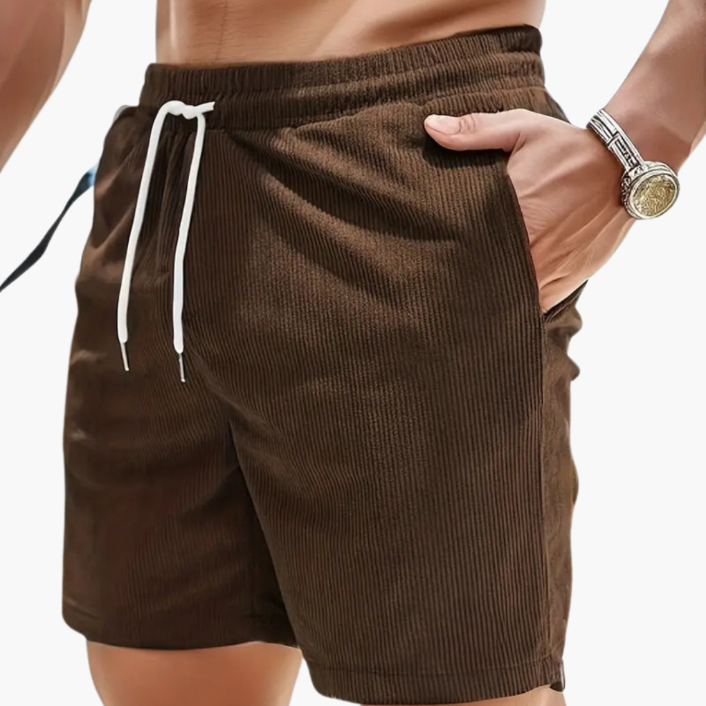 Pantalones cortos de pana acanalada para hombre – Estilo casual de verano
