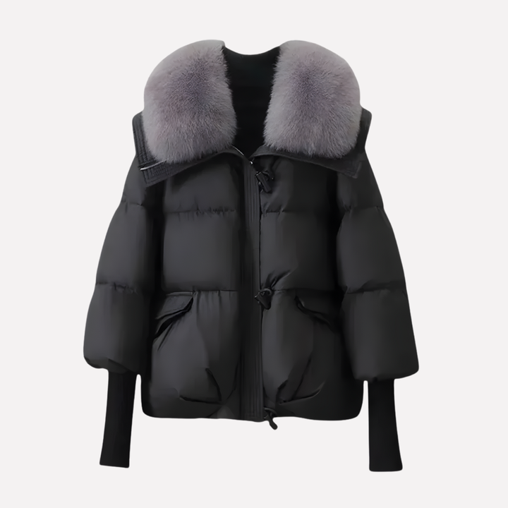 Giacca Puffer da Donna con Collo in Pelliccia Sintetica