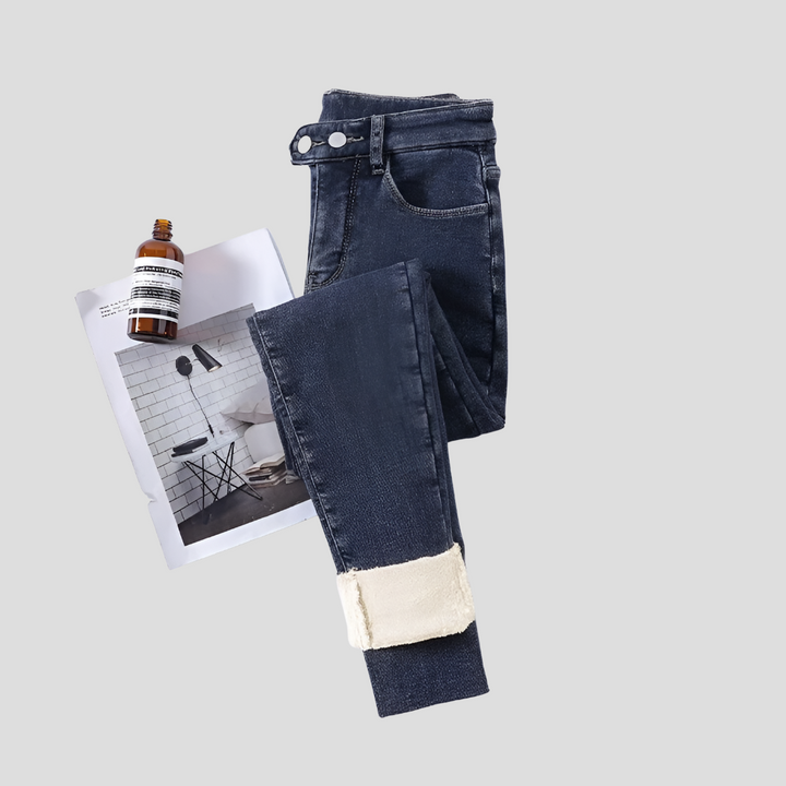 Jeans invernali da donna a vita alta